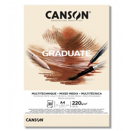 Canson Graduate Mixed Media Natural BEIGE COLOR 220 GSM 20 SHEETS